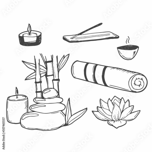 Vector set with spa icons on the white background