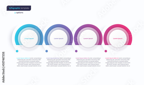 Vector gradient minimalistic infographic template composed of 4 circles