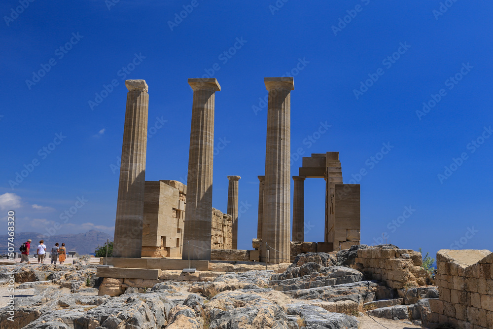 Vacation time in Rhodes island, Greece,	Visit Acropolis of Lindos,mediterranean,Europe