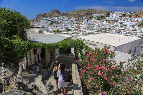 Vacation time in Rhodes island, Greece, Visit Acropolis of Lindos,mediterranean,Europe