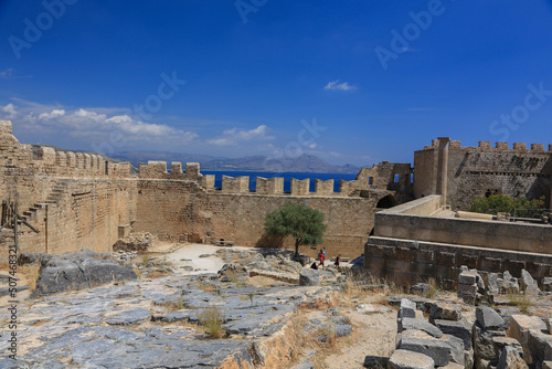 Vacation time in Rhodes island, Greece,	Visit Acropolis of Lindos,mediterranean,Europe photo