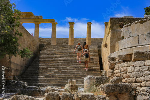 Vacation time in Rhodes island, Greece, Visit Acropolis of Lindos,mediterranean,Europe