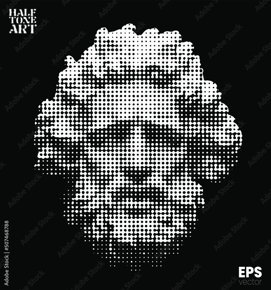 Vector white dot halftone mode illustration of classical head sculpture of bearded old man from 3d rendering isolated on black background. Vector white dot halftone mode illustration of classical head sculpture of bearded old man from 3d rendering isolated on black background.