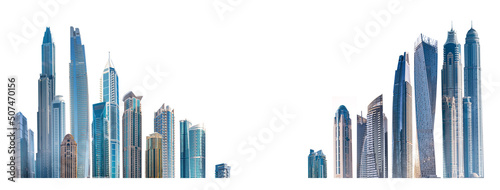 Background with modern skyscrapers on white and space for text