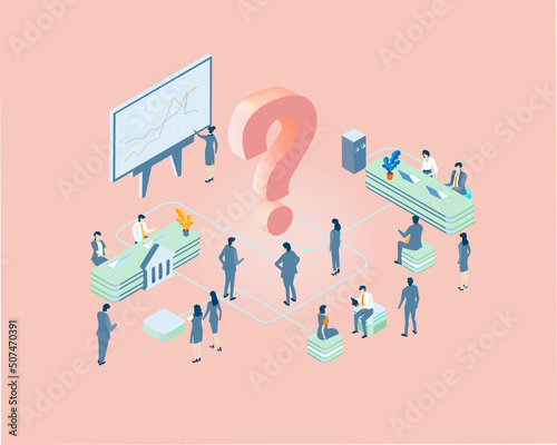 Business people negotiating a deal.  Isometric working environment, infographic illustration.