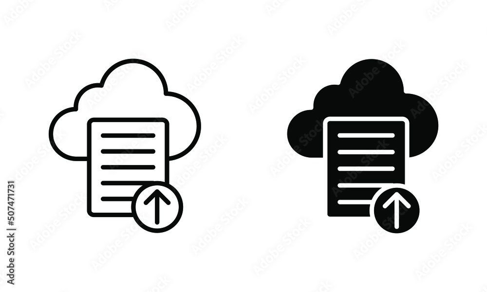 cloud storage, document upload to cloud icon vector