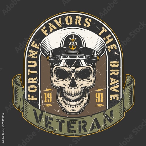 USN skull vintage poster colorful
