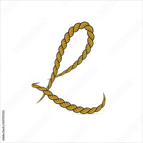 L Letter Logo concept Illustration of hand-drawn capital letters alphabet in rope style on white background