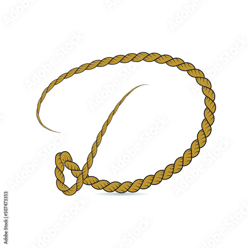 D Letter Logo concept Illustration of hand-drawn capital letters alphabet in rope style on white background