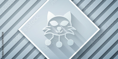 Paper cut NFT Digital crypto art icon isolated on grey background. Non fungible token. Paper art style. Vector