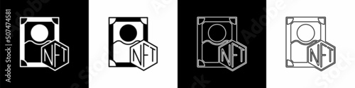 Set NFT Digital crypto art icon isolated on black and white background. Non fungible token. Vector