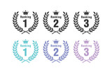 Laurel vector icon illustration set, laurel set crown in silhouette and colorful