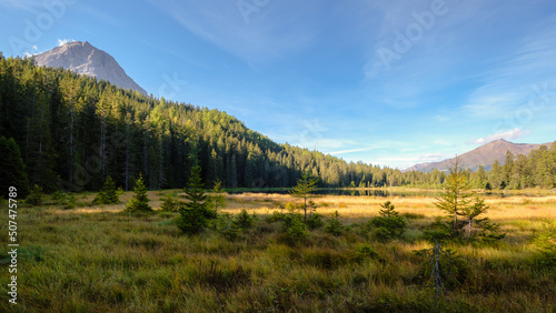Close to the border with Italy and Switzerland lies the lake Schwarzer See. It's surrounded by raised bog and spruce forest and features water lilies. It can be reached by Kleiner Mutzkopf chairlift.