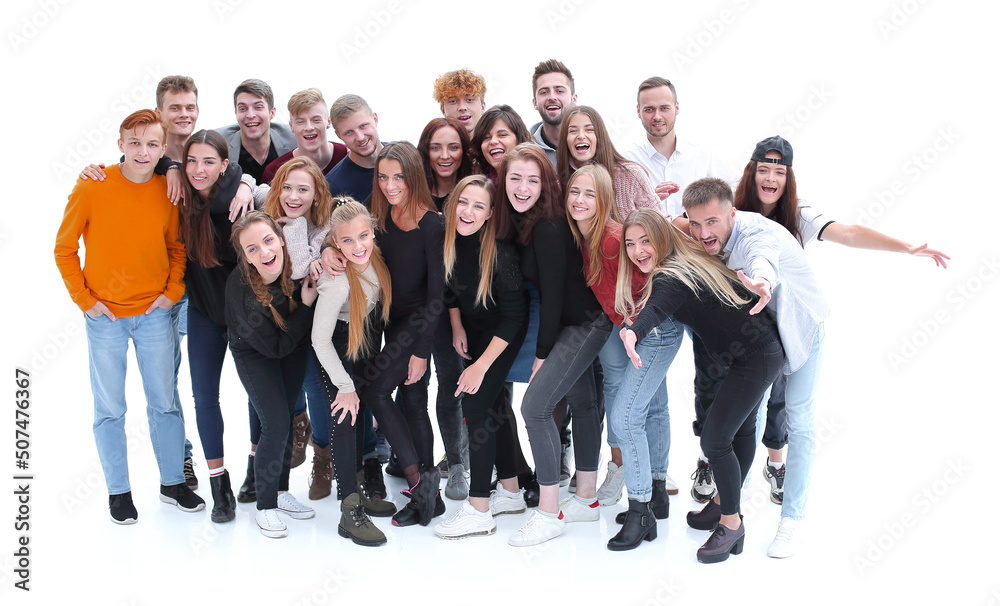 Obraz premium large group of diverse young people standing together