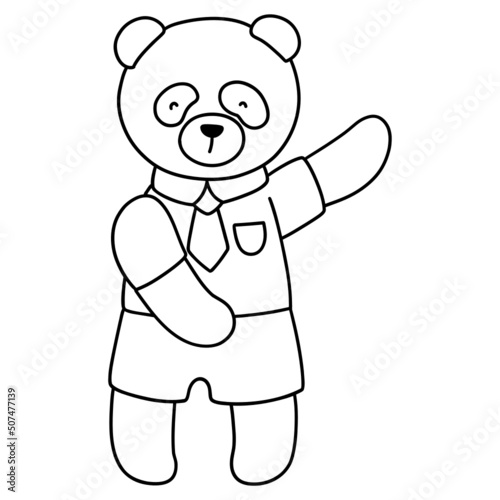 student panda hand drawn illustration  back to school concept