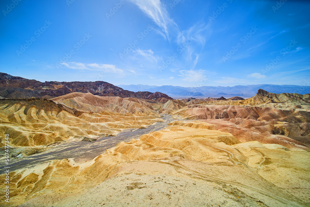 Breath taking view of desert landscape with colorful sediment formations