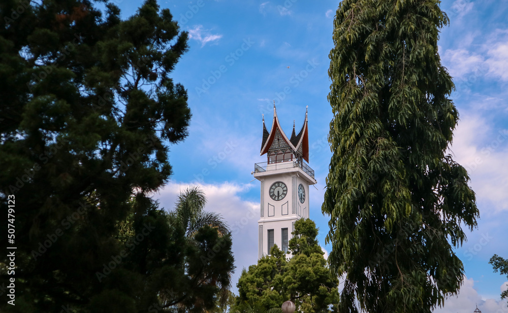 Jam Gadang is a clock tower that is a marker or icon for the City of Bukittinggi, West Sumatra, Indonesia. This clock tower has a clock with a large size on four it is called the Clock Tower.