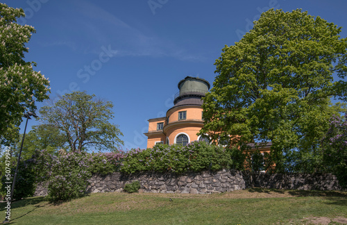 Photography The old observatory in the park Observatorielunden on a hill a sunny summer day