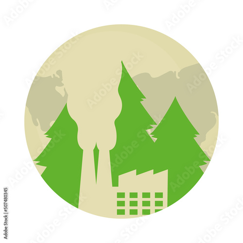 forest with industrial factory