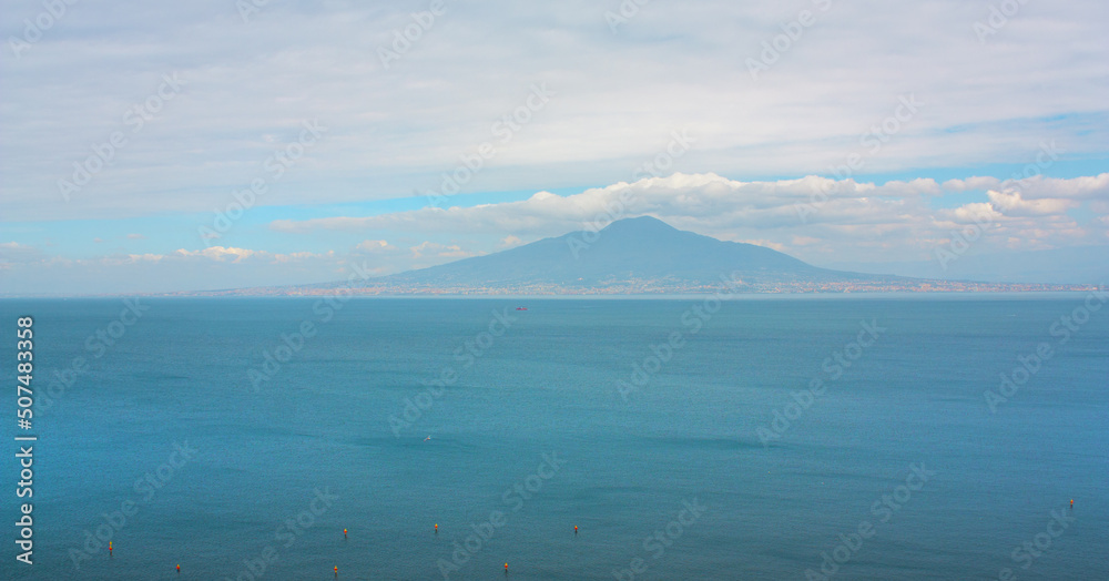 View of the Vesuvius from the observation deck in Sorrento, Italy	
