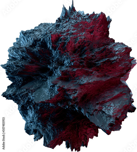 Leinwand Poster 3d Rendered Sphere Deformed Form Displacement Surface Noise Texture