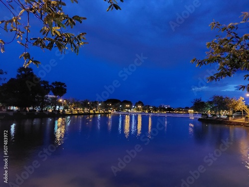 The atmosphere of the park in the evening