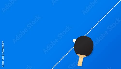 Table tennis design with blue table. Top view
