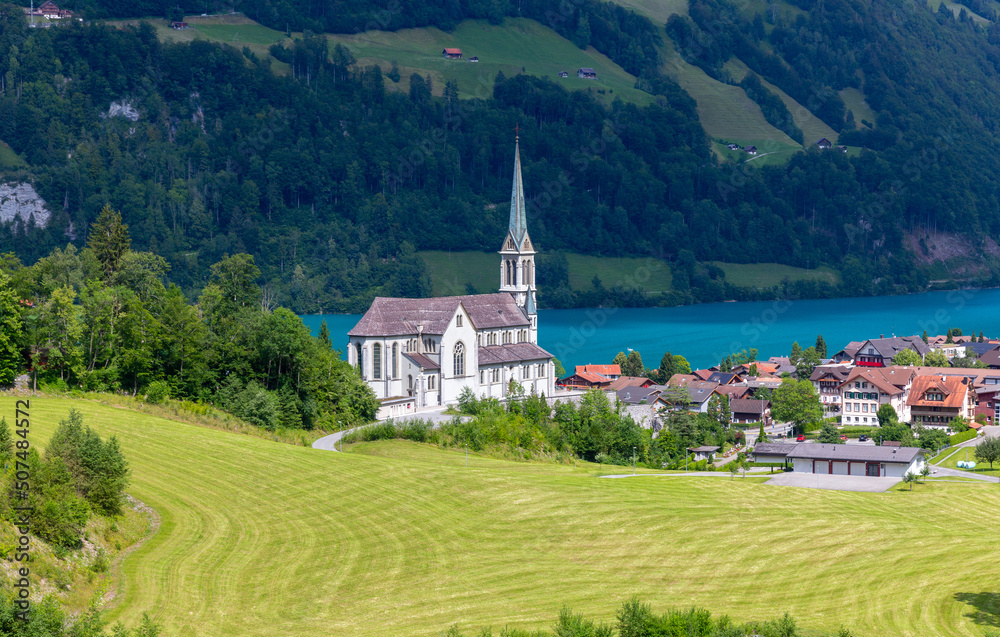 Lungern. Beautiful gothic church in the Swiss Alps.