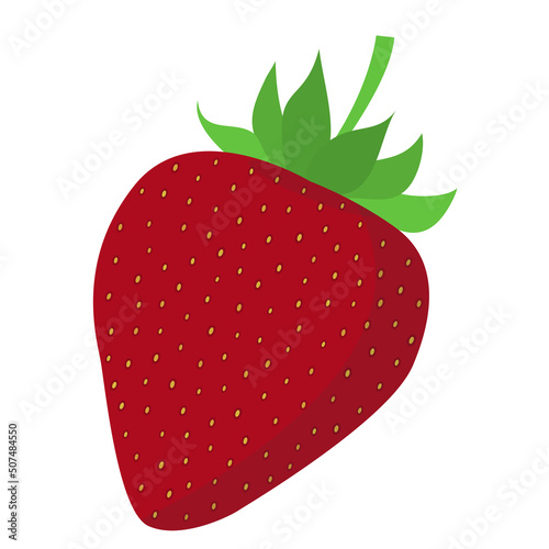 red ripe strawberry isolated on white background, flat design vector illustration