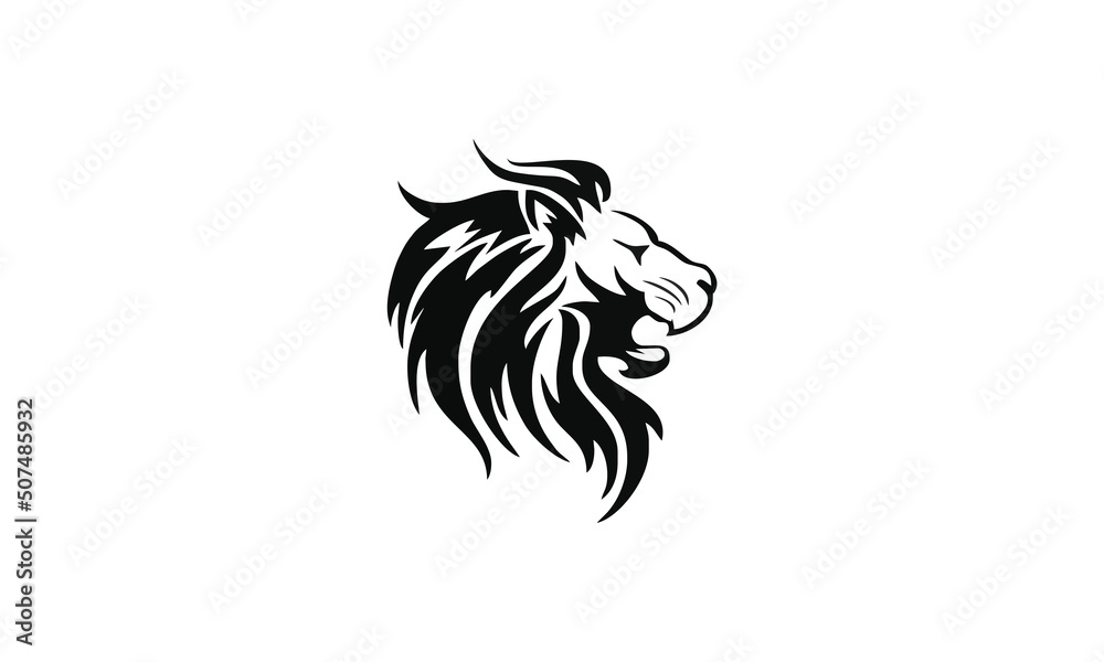 Fototapeta premium Lion logo vector illustration, shield design.