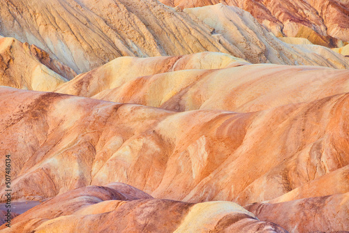 Detail of colorful ripples in desert mountains at Death Valley