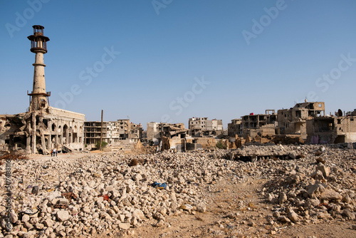  Cityscape of the destroyed city Darayya after the Syrian Civil War. photo