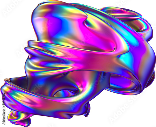 Abstract 3d Iridescence Twisted Fractal Shape
