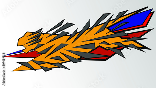 Automotive art geometric stripe sticker. Truck or car or vehicle abstract stripes. Tiger icon figure. 