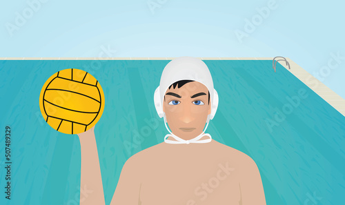Water polo player. vector illustration