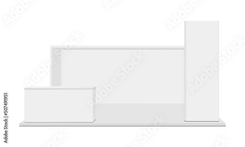 Blank Advertising Trade Show Booth Mockup, Front View. Vector Illustration