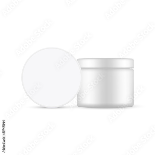 Plastic Cosmetic Jar Mockup for Gel or Cream Isolated on White Background. Vector Illustration