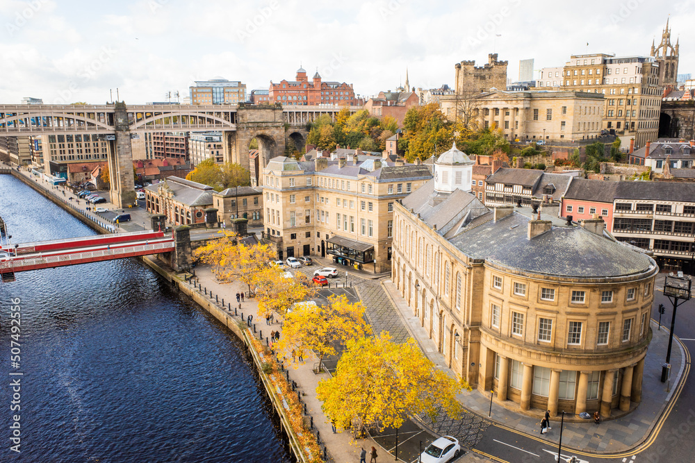 Newcastle UK: 25th Oct 2020, View of Newcaslte Quayside in Autumn