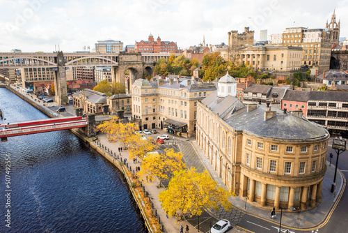 Fotografie Newcastle UK: 25th Oct 2020, View of Newcaslte Quayside in Autumn