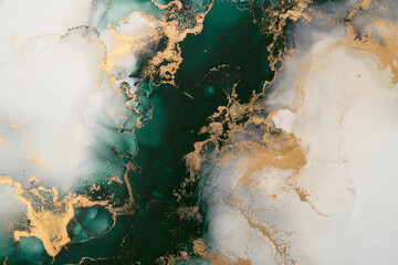 Marble ink abstract art from exquisite original painting for abstract background . Painting was painted on high quality paper texture to create smooth marble background pattern of ombre alcohol ink .