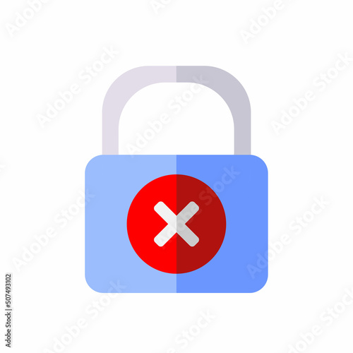 padlock icon with rejection symbol. suitable to place ley and locks, security, cyber security, protection, etc. photo