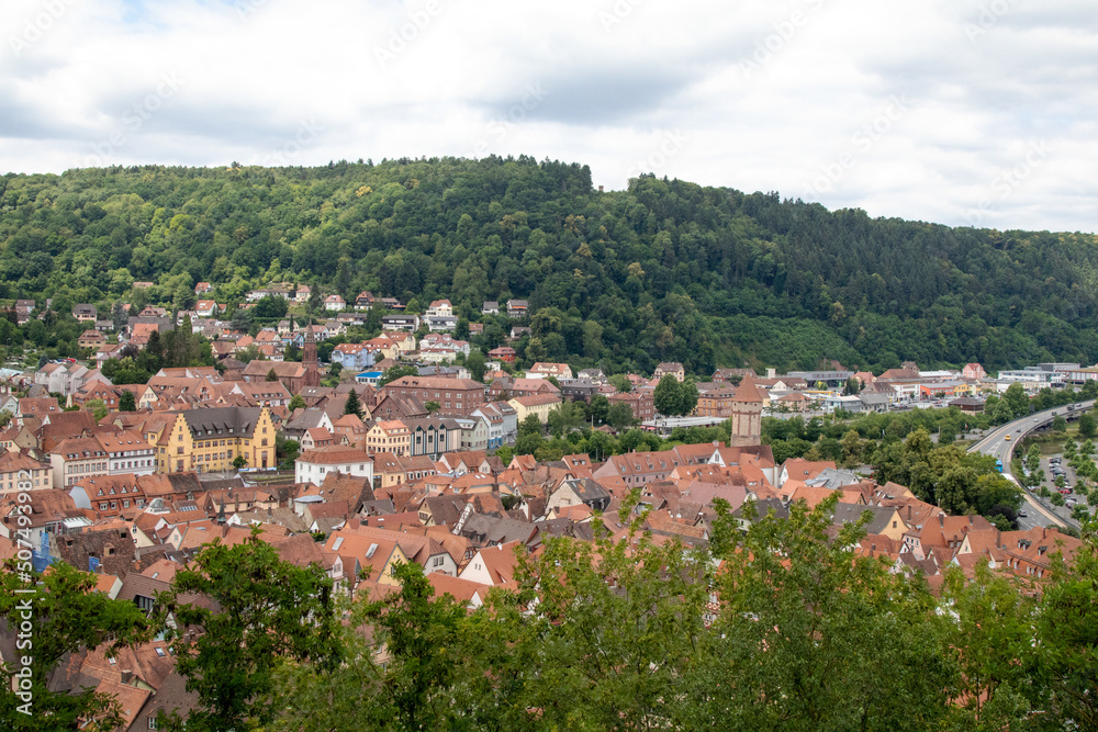 Wertheim am Main Germany - 19.06.2018: View of Wertheim am Main from Castle lookout point