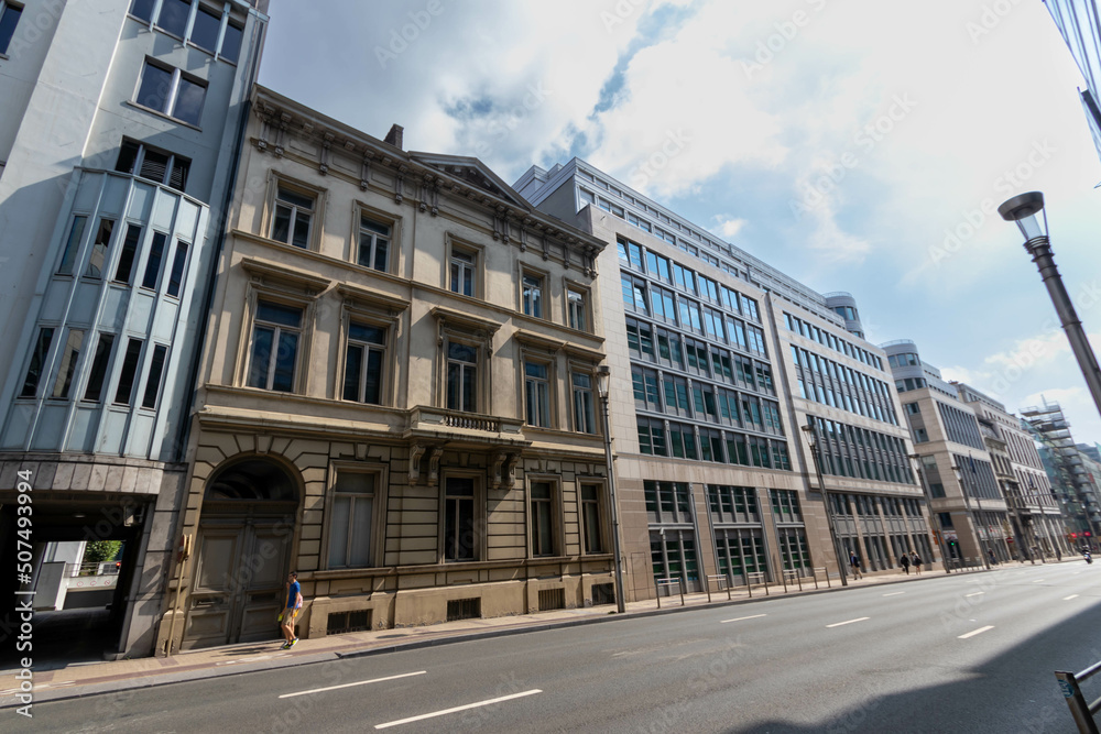 A mix of historic and modern architecture in Rue de la Loi, Brussels, Belgium A mix of historic and modern architecture in Rue de la Loi, Brussels, Belgium