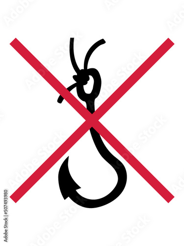 Verboten Schild Angelhaken 