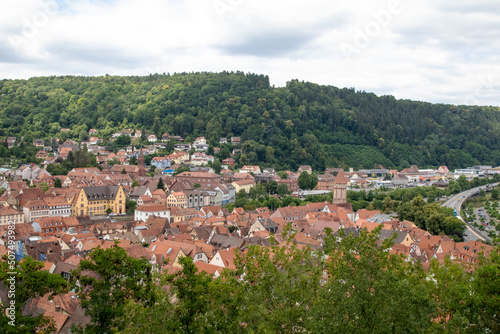 Wertheim am Main Germany - 19.06.2018: View of Wertheim am Main from Castle lookout point