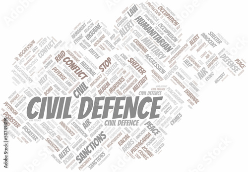 Civil Defence word cloud. Vector made with the text only.