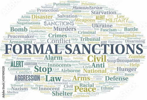 Formal Sanctions word cloud. Vector made with the text only.