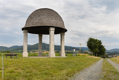 Gloriet hat monument in Kout na Sumave, Hussite battle memorial, Bohemian Forest, Pilsen region, Czech Republic