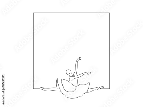Classic dancers in line art drawing style. Composition of a ballet group dancing. Black linear sketch isolated on white background. Vector illustration design.