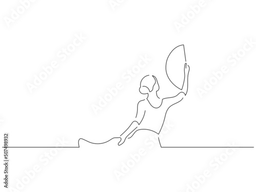 Flamenco dancer in line art drawing style. Composition of traditional spanish musicians. Black linear sketch isolated on white background. Vector illustration design.